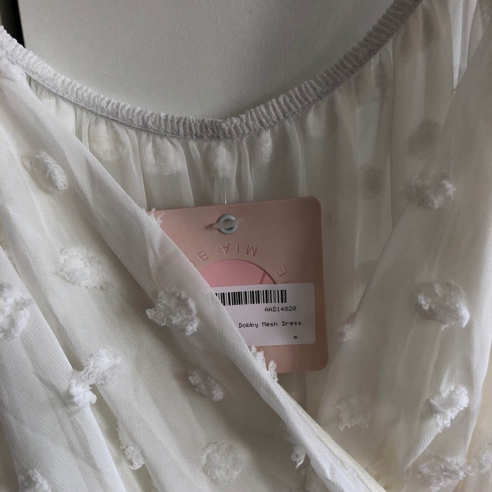 Nasty Gal Ruffle Hem Tie Waist Dobby Mesh Dress - Picture 6 of 8